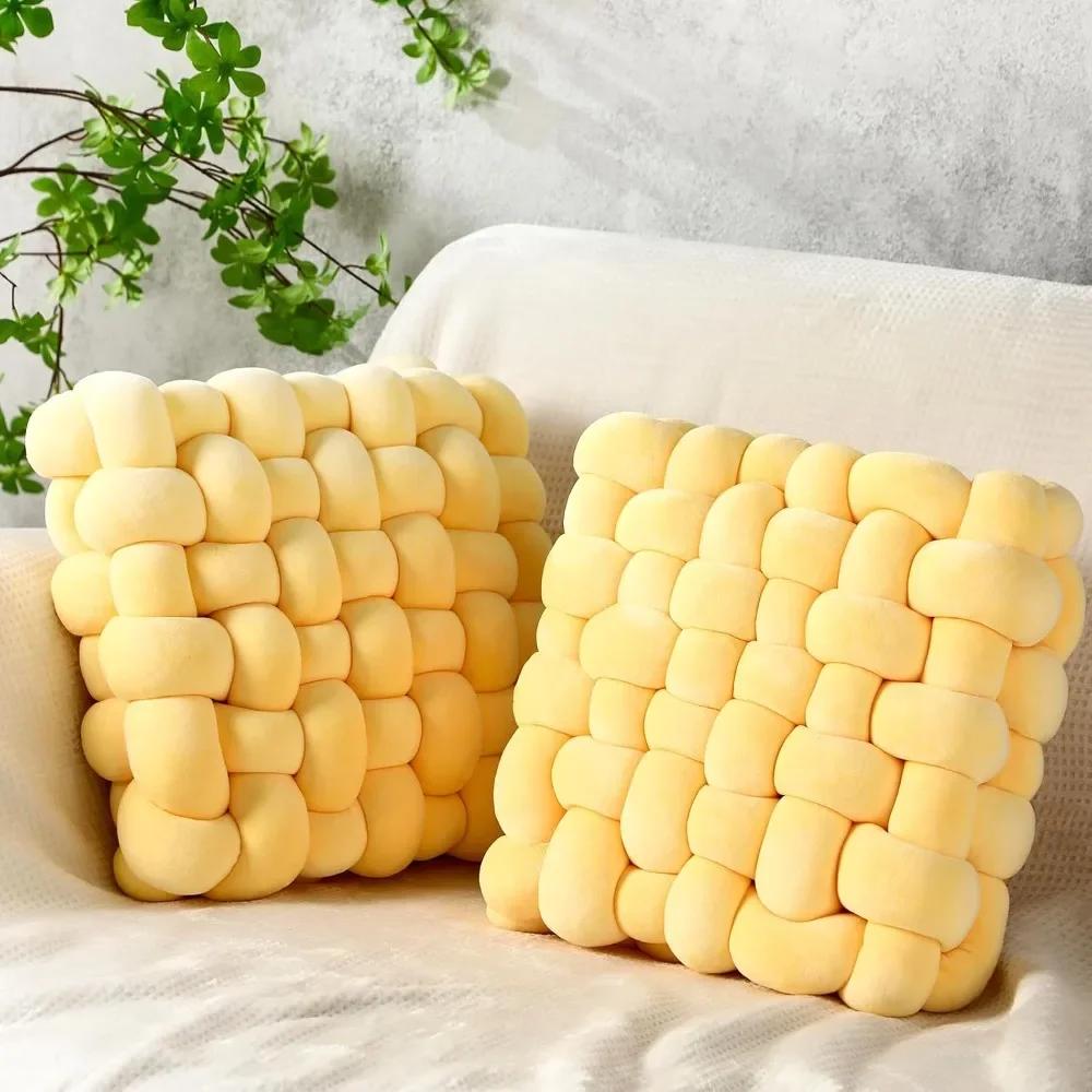 Knot Hand-made Cushion 2026 Square Nordic Aesthetic Stuffed Plush Pillow Washable Cover for Office Chair & Bedside