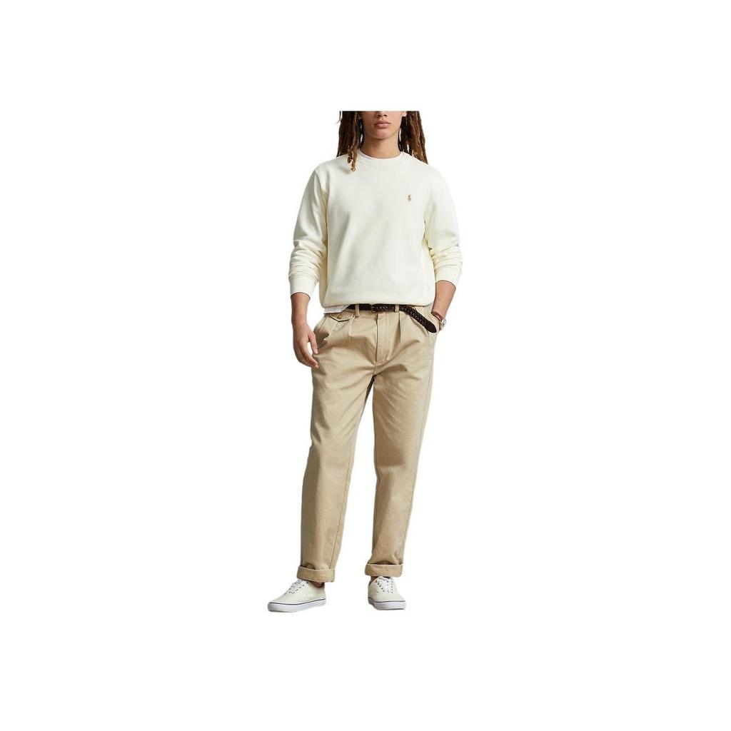Polo Ralph Lauren Solid Color Small Pony Embroidered Crew Neck Long Sleeve Sweatshirt Men sweatshirt Cream MNPOKNI16823166-101