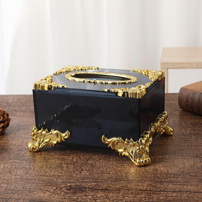 Luxury Acrylic Tissue Boxes Storage Napkin Holder Paper Case Organizer Ornament Craft Desktop Tissue Holder Kitchen Tissue Box