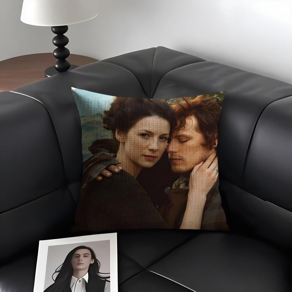 OOutlander Movie Cushion Cover Natural Linen Organic Fabric DoubleSided Printing Sofa Home Decor Gift Pillow Case