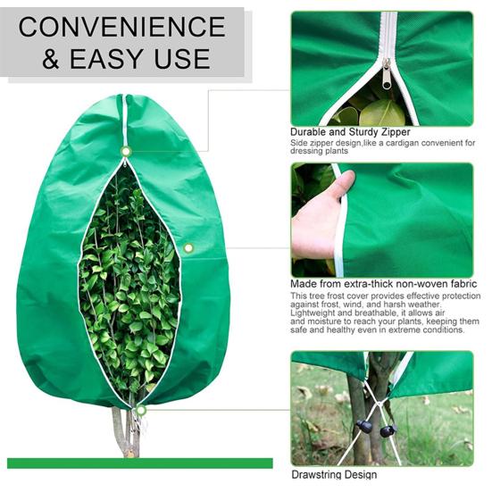 Plant Cold Proof Cover Freeze Protection Cover with Zipper Drawstring Breathable Frost Blanket for Outdoor Winter Shrubs Trees Potted Plants