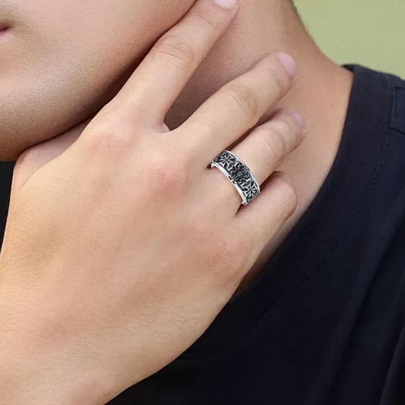 Trendy Hip Hop Crosses Rings for Men Adjustable Vintage Jewelry Copper Metal Gothic Punk Accessory