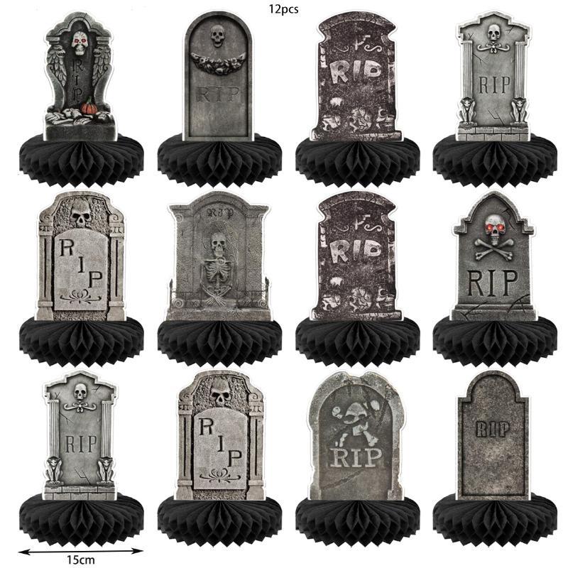 Halloween Honeycomb Table Centerpiece Assorted Pumpkin Ghost Pattern Ornament for Halloween Party Desktop Decor