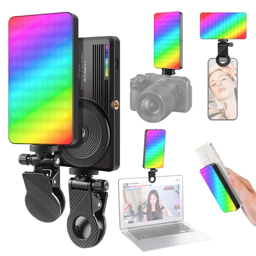 Magnetic RGB Video Light Pocket LED Fill Light 2500K 9000K Dimmable 22 Scene Lighting Effects Video Conference Light