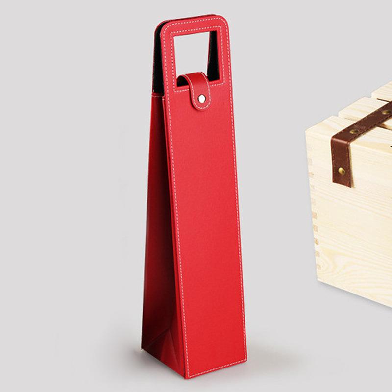 

Red Wine Packaging Bags Gift Universal Packaging Leather Boxes Multiple Single Bottle Wine Glass Packaging Leather Bags 9x9x41cm червоний