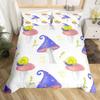 Kawaii Animals Duvet Cover Cute Rabbit Bedding Set Rustic Wooden Comforter Cover Microfiber Floral Bedclothes Queen For Girl Boy