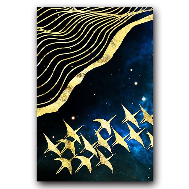 

Ночное небо, золотая луна и птица, европейский абстрактный высококачественный холст, постер, настенная живопись, пейзаж, картина, домашний декор 21*30cm