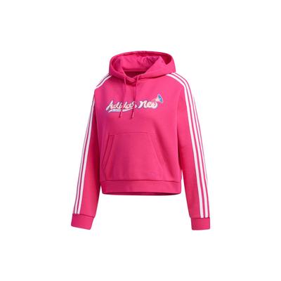 Adidas Neo Printed Striped Hooded Sports Sweatshirt Women Sweatshirt Pink GP5863