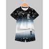 Boy Summer Thin Short-sleeved Shorts Suit Simple and Fashionable Classic Pattern 3D Printed Polyester Casual Sports Outdoor Set