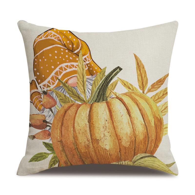 Thanksgiving Linen Pillow Case Autumn Pumpkin Print Supply Pillow Cushion Cover Premium Durable Quality Useful
