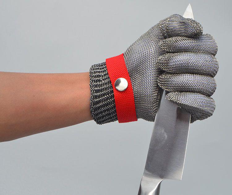 Guante individual de acero inoxidable 316 resistente a cortes de cinco dedos