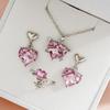 Elegant Bridal Jewelry Set Heart Necklace Drop Earrings Pendant Earrings Heart Rings Party Jewelry Suitable for Wedding