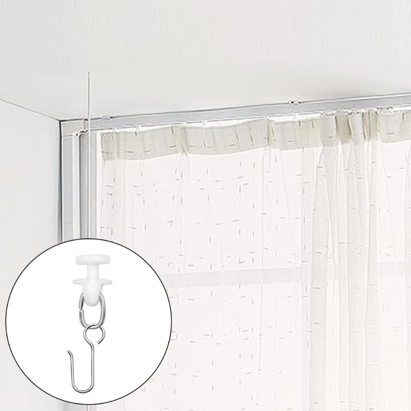 120 STÜCKE Deckenmontierte Vorhangschienenrolle Weiß Leichtgängige Gleiter Haken für Zuhause und Büro