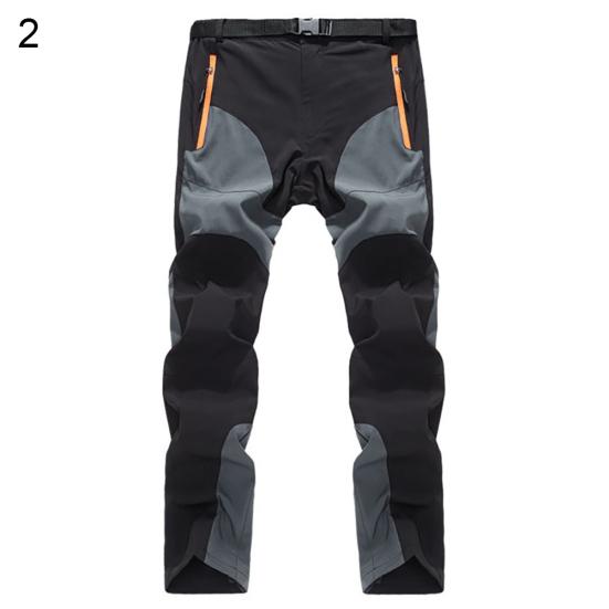 Herren Farbblock Schnelltrocknend Reißverschluss Hose Outdoor Trekking Angeln Lange Hosen