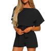 Womens Short Sleeve Wide Leg Pants Short Jumpsuit Strappy Playsuit