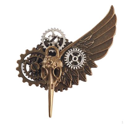 Broșă Steampunk Pin Gear Craniu Costum de Halloween Insigna Aripă de înger pentru pălărie
