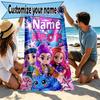 Custom Name Personalized KPop Demon Hunters Print Beach Towel, for Trip Camping Beach Party Home Decor, Birthday Gift for Family & Friends
