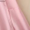 ZANZEA Women Bows Splice Summer Casual Round Neck Short Sleeve Dress
