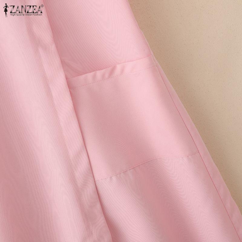ZANZEA Women Bows Splice Summer Casual Round Neck Short Sleeve Dress