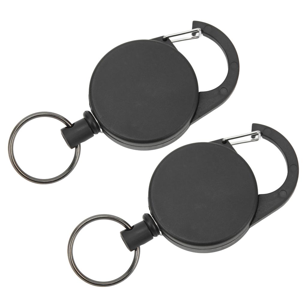 2 Pcs Retractable Key Holder High Rebound Stainless Steel Wire Anti Lost Retractable Badge Reel Keychain