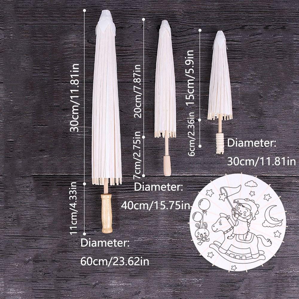 Vintage Blank Paper Umbrella DIY Chinese Umbrella Wood Drawing Umbrella  Wedding Party Favors