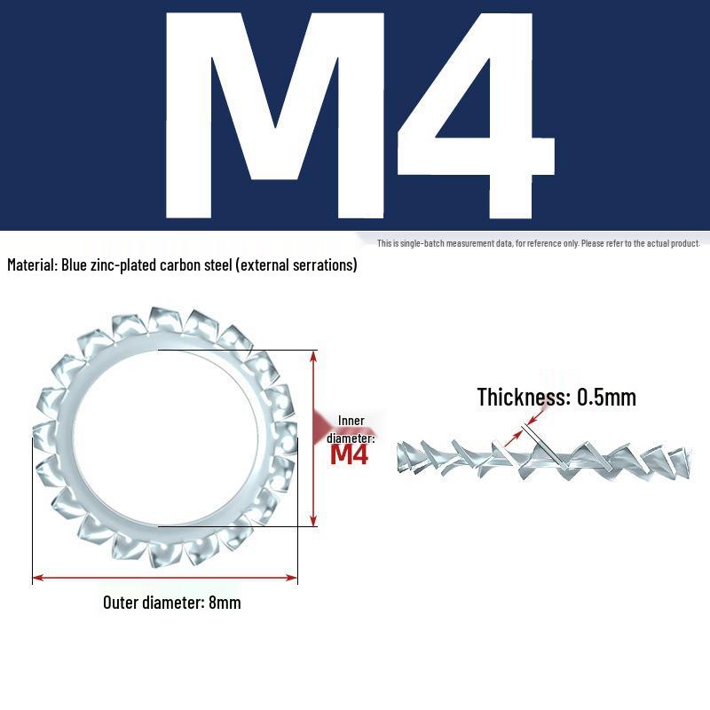 Carbon Steel Zinc-Plated Lock Washer with Inner and Outer Teeth