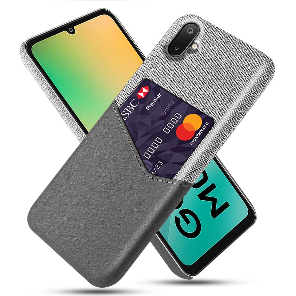 For Samsung Galaxy A06 5G/M06 5G Case PU Leather Cloth Texture Hard PC Phone Cover with Card Holder