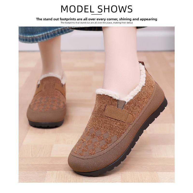 Mode Damen Schuhe Baumwollstiefel Winter Neuer Stil mit Zugabe von Samt und Verdickte Schneestiefel Lässig Rutschfest Vielseitige Baumwollschuhe