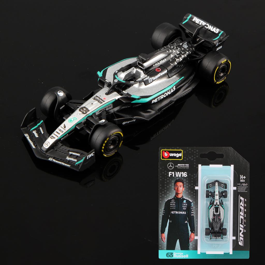 Burago 1:64 Serie di Carte da Appendere 2025 F1 Modello Auto in Lega Formula Racing Giocattolo Die Cast SF25 RB21 W16 MCL39