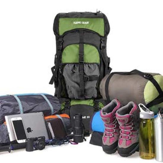 Mochila HAWK GEAR 55L Impermeable con Funda para Lluvia para Viajes y Preparación ante Desastres [Mundo Online] Larga Duración (Azul oscuro)