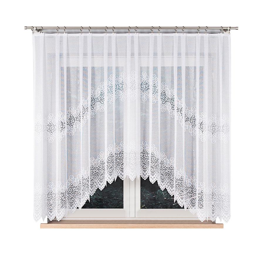 Violetta - Ready-Made Jacquard Curtain With A Cut At The Bottom - 300X160 Cm - White