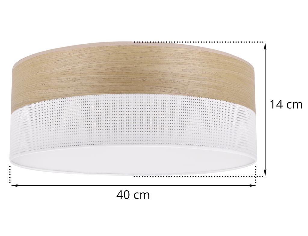 WOOD PLEXI CEILING LAMP WHITE 40CM GOLDEN OAK