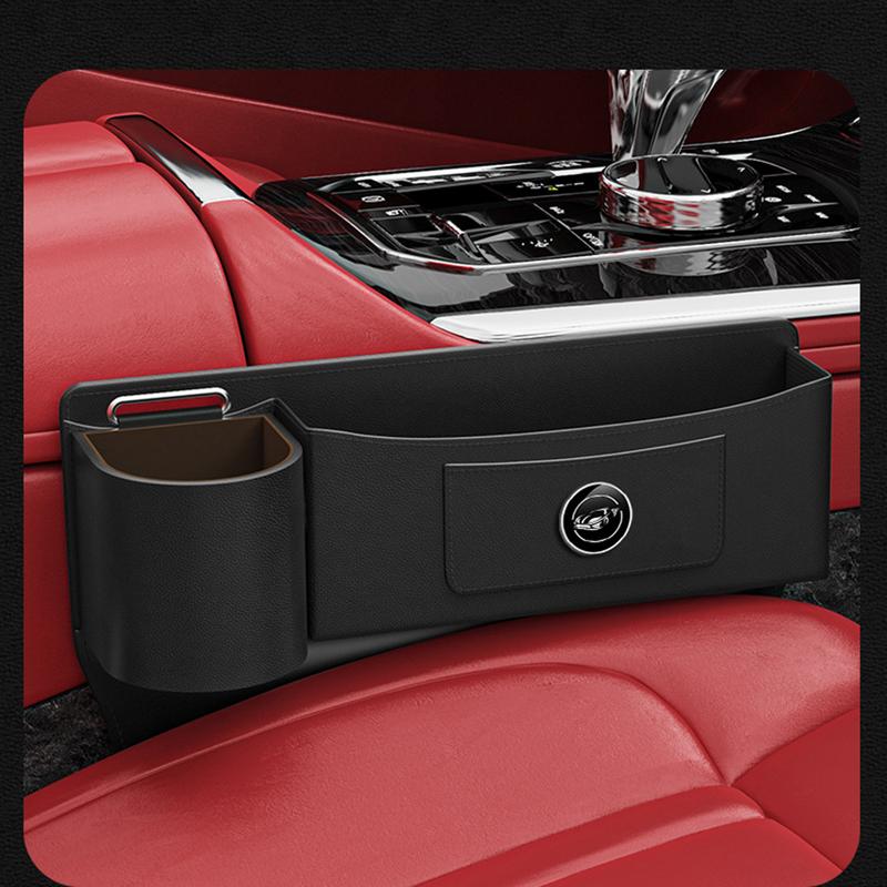 Car Organizer With Cup Holder PU Leather Filler Organizer For Seat Crevice Space Saving Organizing Box Vehicle Interior Supplies