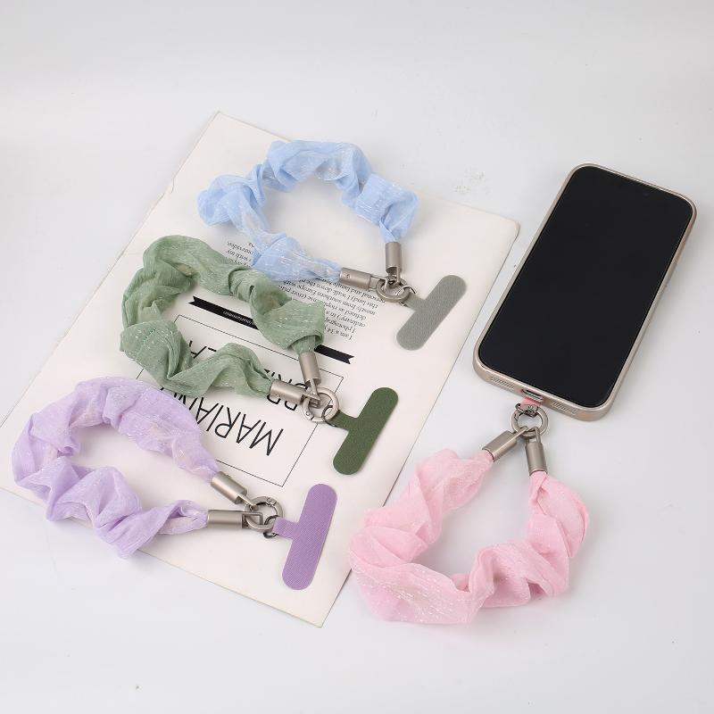 Korean Mesh Scrunchies Phone Lanyard Universal Anti-Lost Sweet Color Design Wrist Strap for Girls Sweet Style Matching Daily Use