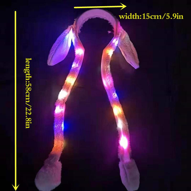 Lindo Gorro de Orejas de Conejo Brillante Diadema Dulce Puede Mover Orejas de Conejo Juguete de Peluche Aro para el Pelo Fiesta Po Accesorios Sombrerería Regalo