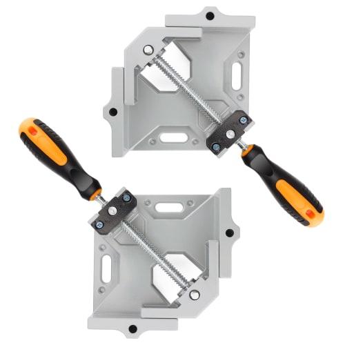 

Huepar Corner Clamps, 2-Piece Set, Adjustable Aluminum Alloy 90-Degree Right Angle Clamp with Swing Jaw, Single Handle, Woodworking Tool, Corner Clamp