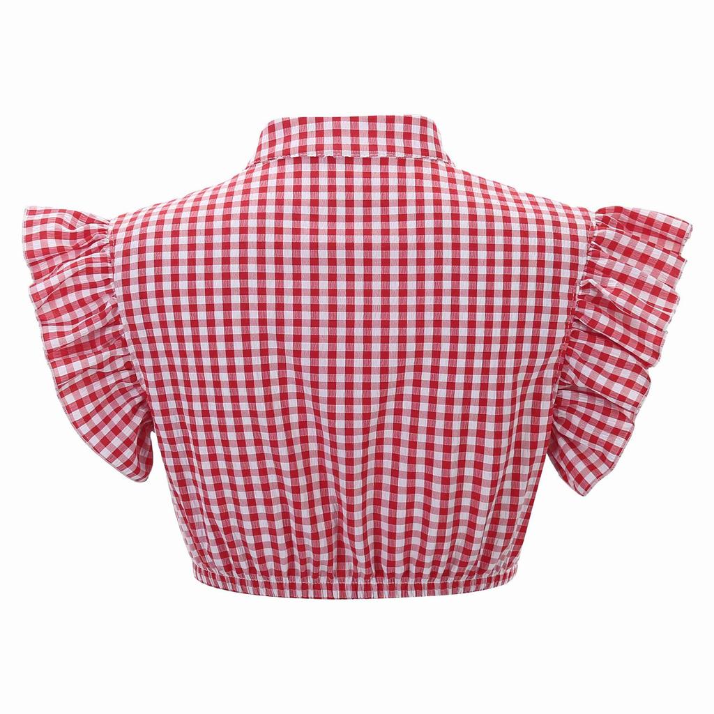 Traditional Women's Casual Short-Sleeve Plaid Shirt Beer Festival