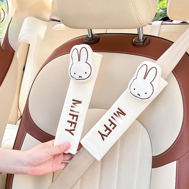 Cute Miffy Seat Belt Covers and Shoulder Pads for Soft and Protects Shoulders and Reduces Suitable for Children and Set of Cute Car Travel Unofficial