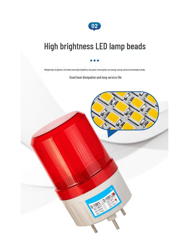 D-1081 LED Rotating Strobe Light: Sound & Light Alarm with Flashing Message