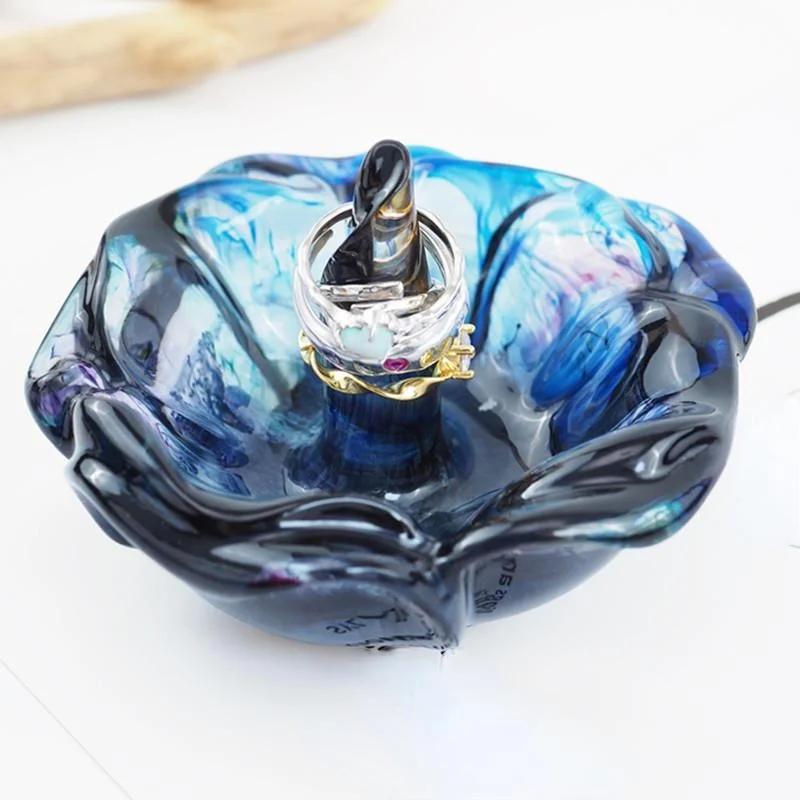 DIY Crystal Epoxy Resin Mold Rose Ring Holder Mirror Silicone Mold Pottery Ceramics Molds Creative Jewelry Storage Tray Molds