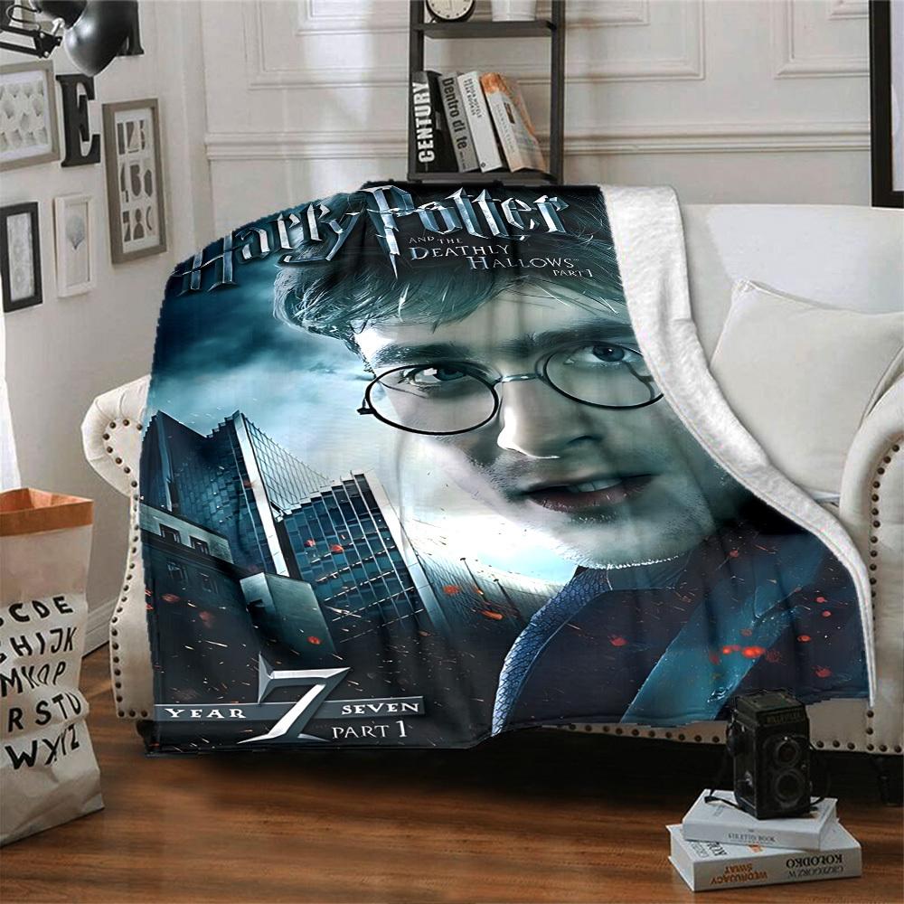 1pc Harry Potter and the Deathly Hallows Part 1 Flannel Blanket Soft Warm Throw for Home, Office, Travel, All-Season Cozy Bedding Gift L1460