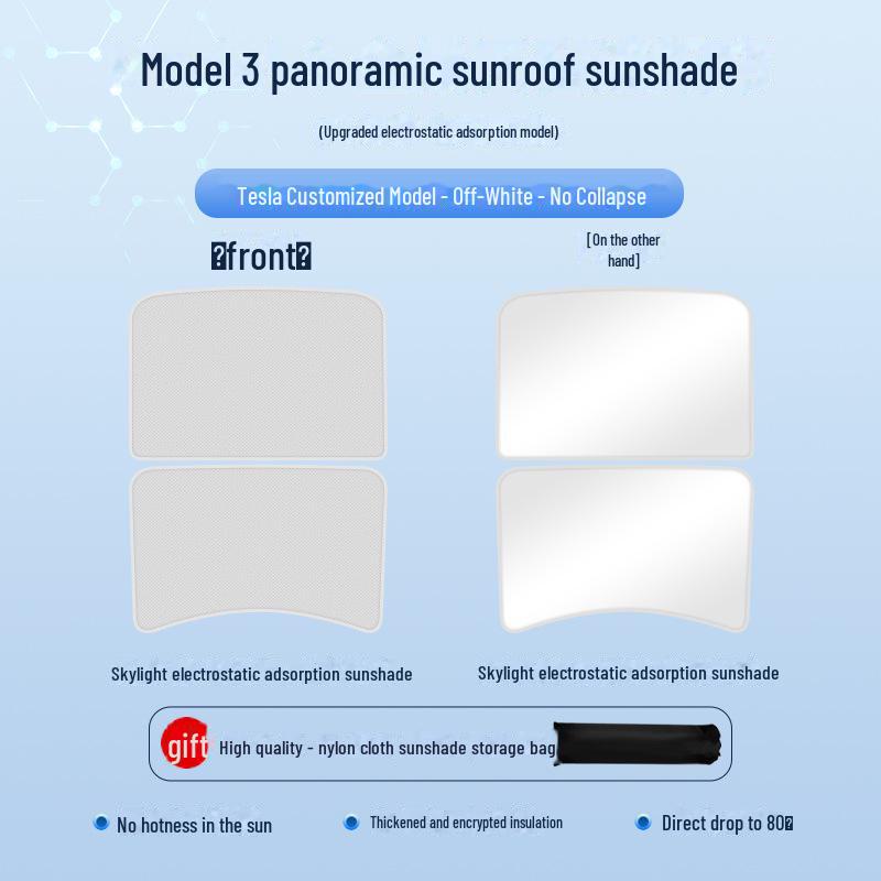 

Tesla Model 3/Y/S/X Електростатичний замшевий сонцезахисний тент і сонцезахисний тент