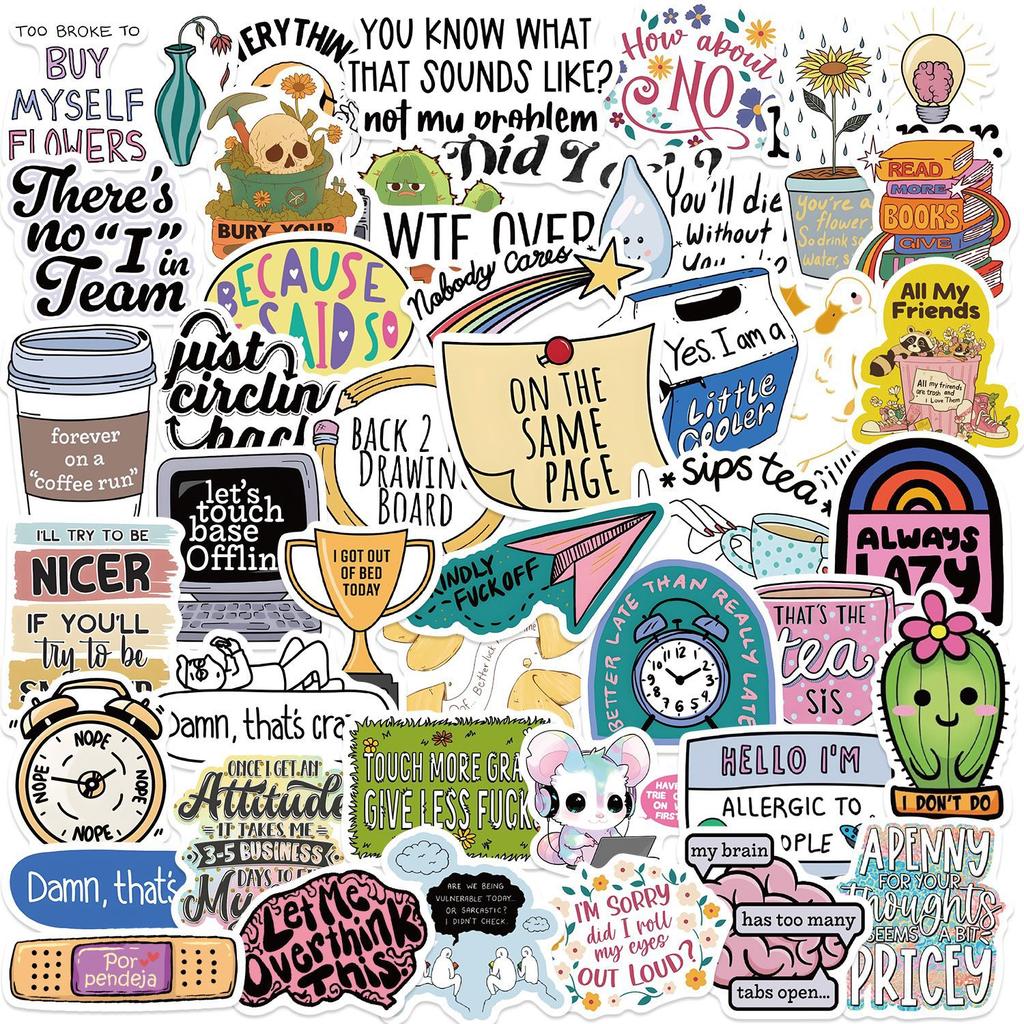 50 Cartoon Funny Characters Expressions Graffiti Stickers Decorate Guitar Notebook Suitcase DIY Waterproof