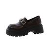 Dicke Absätze Slipper Damenmode Runde Zehenpartie Tiefer Ausschnitt Metallschnalle Wasserdicht Plateau Weiche Sohle Rutschfest Einzelne Schuhe