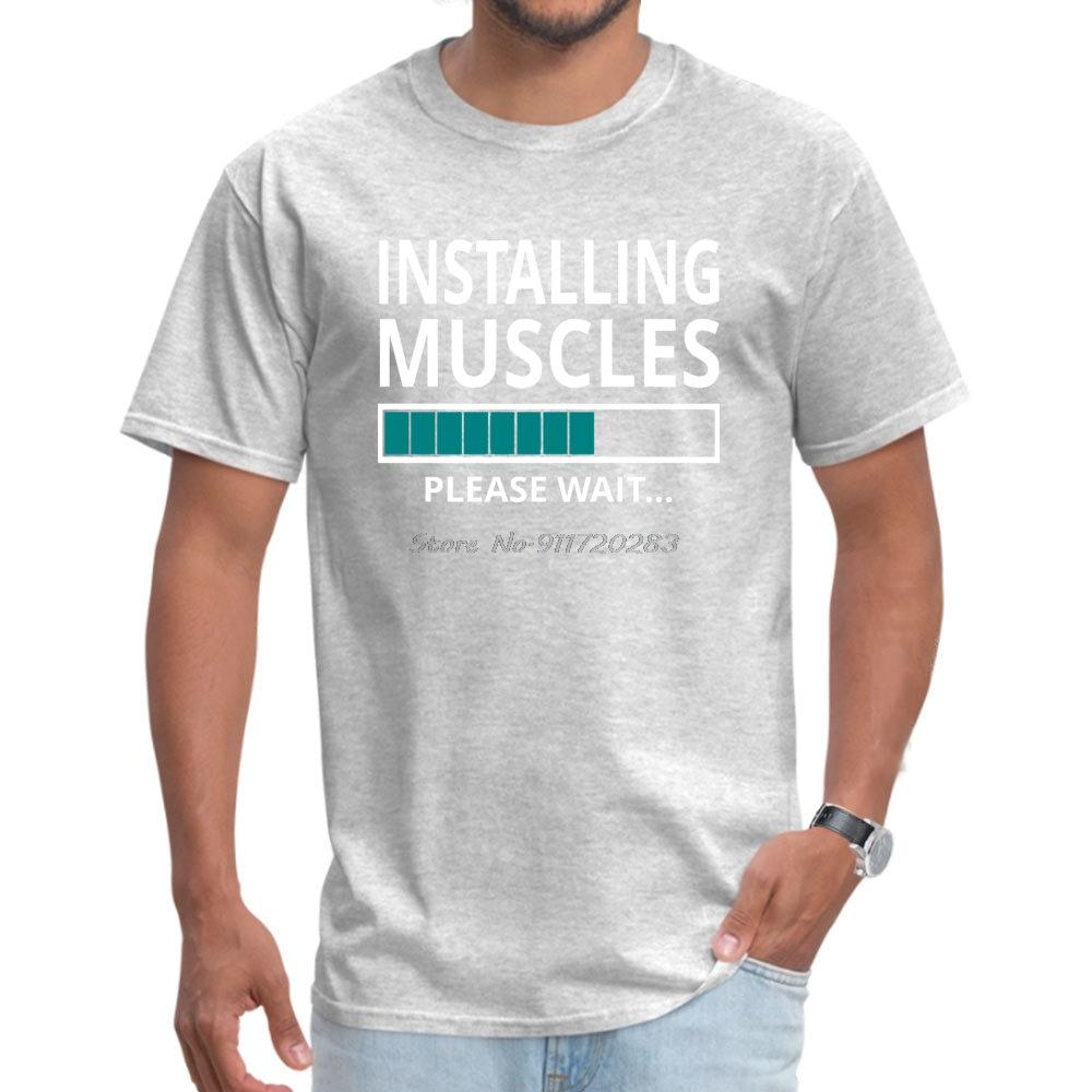 Installing Muscles Please Wait T Shirt Download Computer Engineer Men Tshirt Crewneck Pure Cotton Fitness Tight T Shirt Oversize