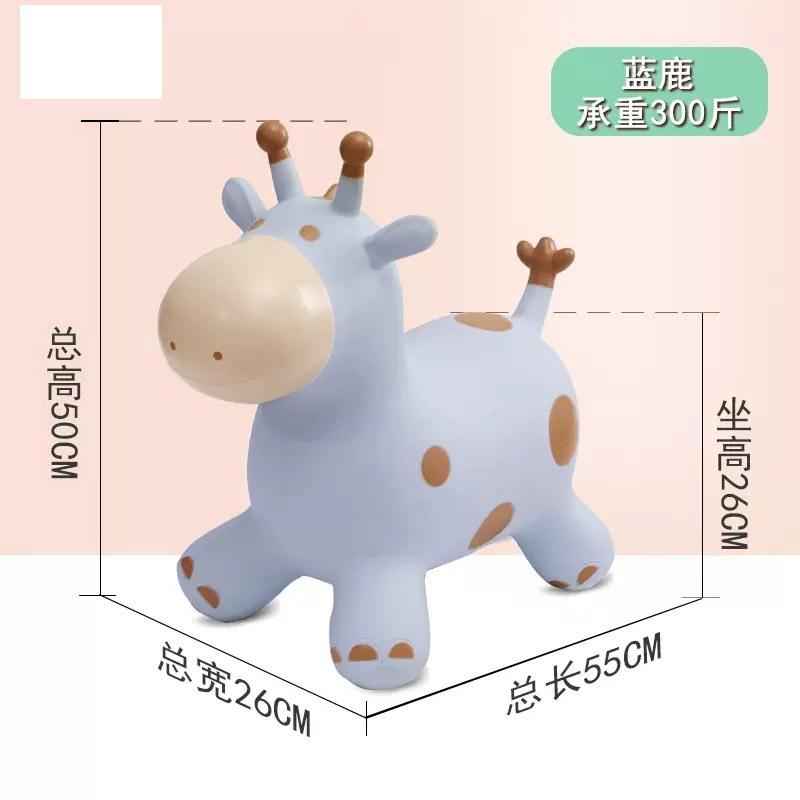 Baby Riding Toy Rocking Wooden Horse Inflatable Pony Children Bouncing Jump Horse Jumping Deer Anti Fall Riding Rubber