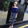 2023 Fashion 2PCS Summer Kids Clothes for Teenager Off Shoulder T-shirt+ Floral Pants for 3-10Years 110-160CM