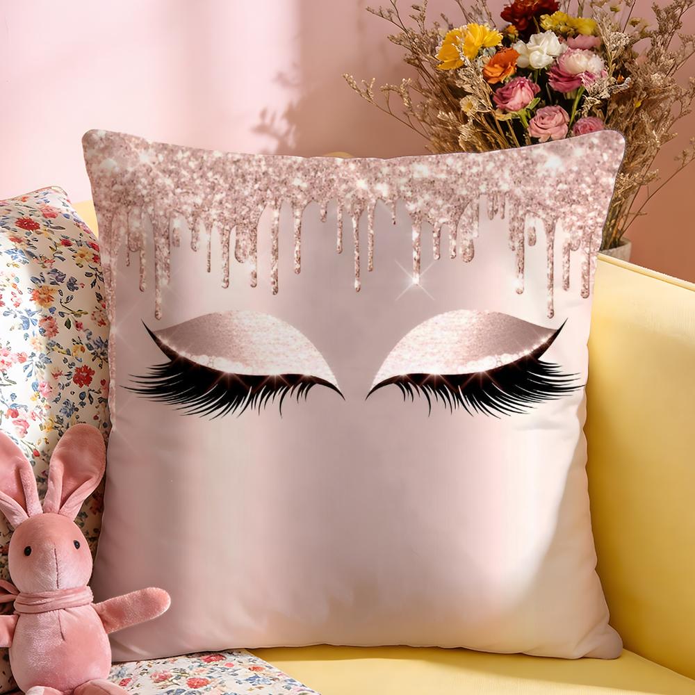 Cushion Cover Short Plush Throw Pillow Soft Washable Sofa Bed Office Cushion Beauty Makeup Eyelash