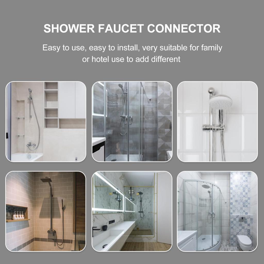 SUPVOX Wall Mount Shower Hose Connector, Stainless Steel Adapter for Bathroom Faucets, Diy Installation Kit for Exposed Shower Systems, Silver