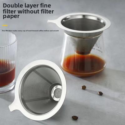 1PCS Premium Stainless Steel Coffee Filter Set Hand Pour Over Drip Ware with Extra-Fine Mesh for Kitchen Coffee Brewing